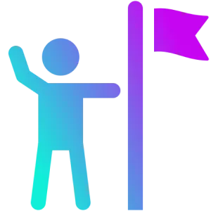 Person icon with flag, gradient colors