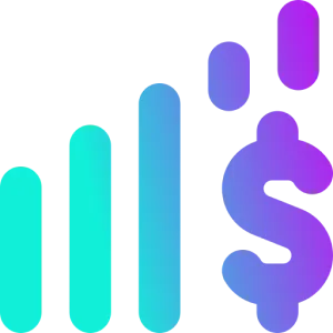 Colorful bar chart with dollar sign