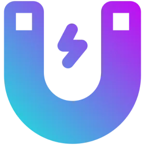 Colorful magnet with lightning bolt symbol.