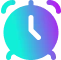 Colorful gradient clock icon with hands at 10:10.
