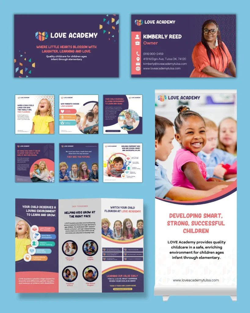 Love Academy childcare promotional materials