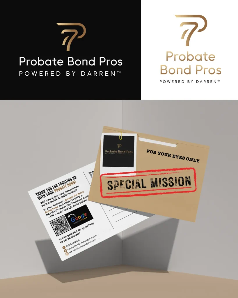 Probate Bond Pros promotional materials and special mission folder.